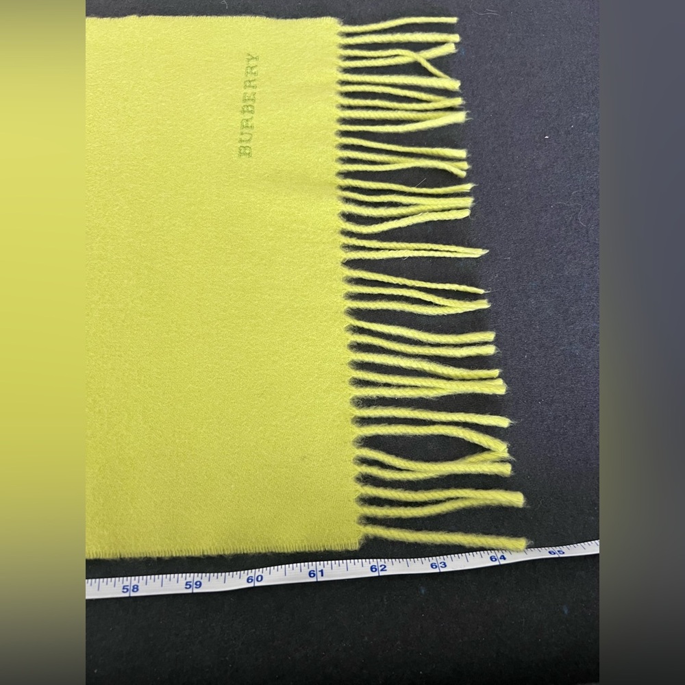Burberry Neon Yellow 100% Cashmere Fringe Scarf #B-22 - Picture 2 of 7